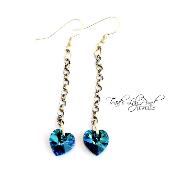 Blue Heart Dangle Earrings